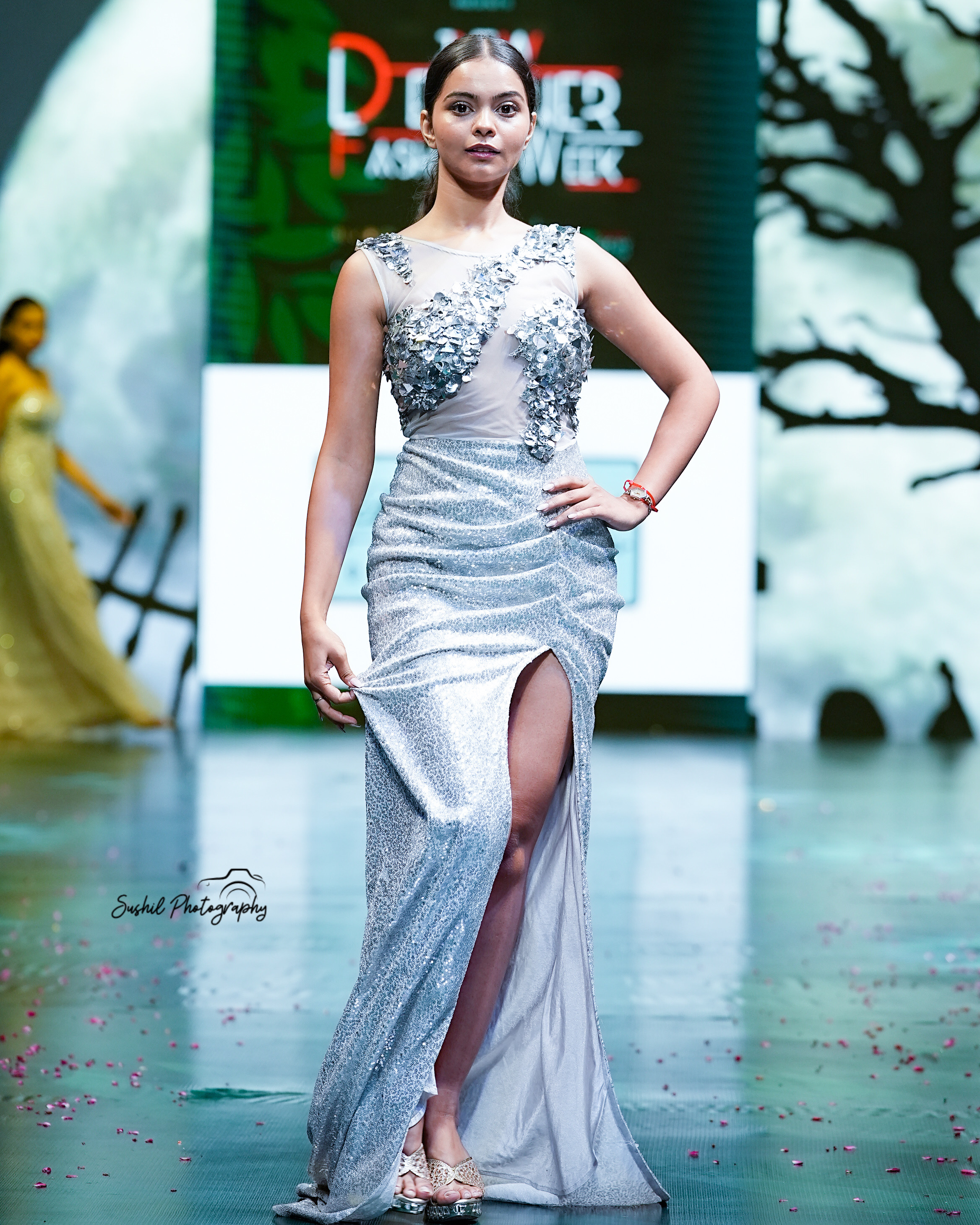 Shuchi ramp walk in purple ombre lehenga